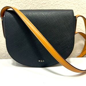 Lauren Ralph Lauren Leather Mini Caley Saddle Crossbody Bag - Black